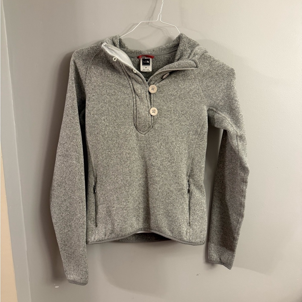 The North Face Gray Fleece Button Hoodie Women’s Small (Fits XS)